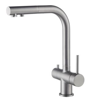 Смеситель для кухни Timo Saona 2356/18FL с подключением фильтра и выдвижной лейкой чёрное золото